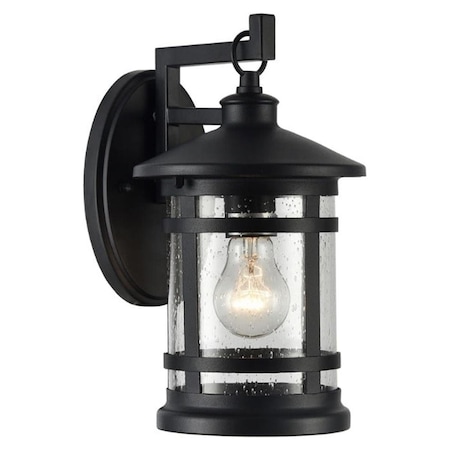 Feeltheglow 11 in. Tall Abbington Transitional 1 Light Textured Black Outdoor Wall Sconce FE2542760